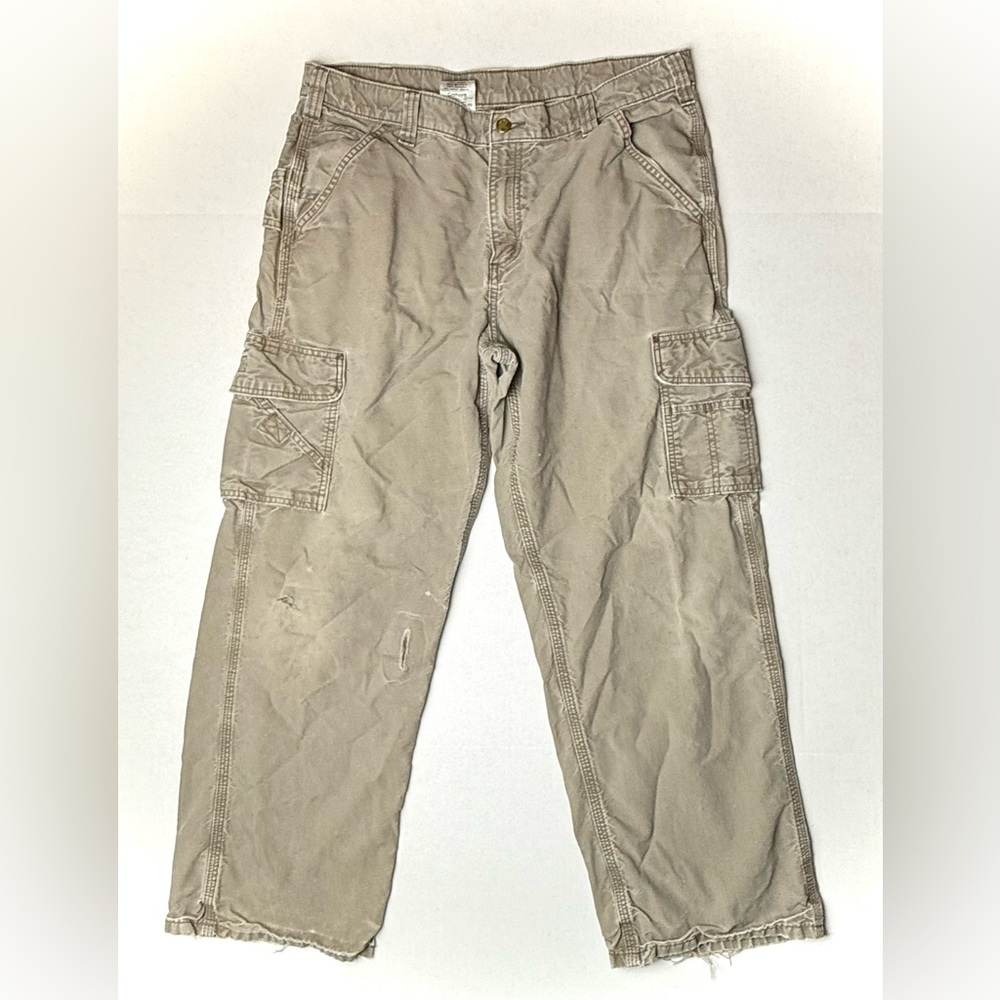 Carhartt Mens 36x30 B260 LBR Dungaree Fit Cargo Pants Work Distressed Straight